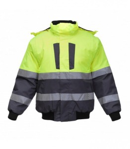 BoSafety Kurtka zimowa do pasa Pilot Hi-Vis z odpinanymi rękawami (Żółty/BoNavy)